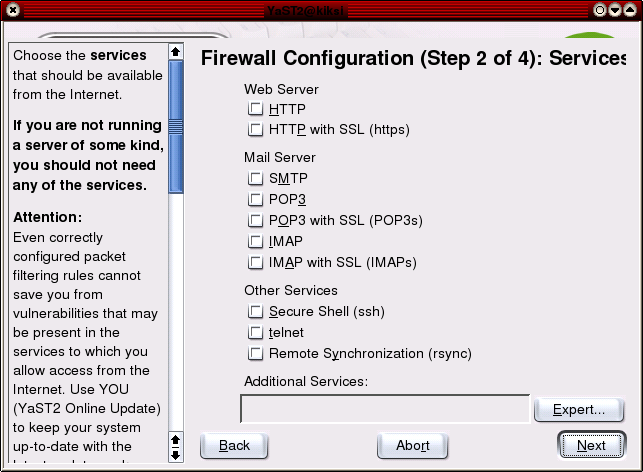 SUSEn palomuuri, 2. vaihe