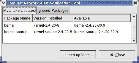 Fedora up2date, päivitettävää on